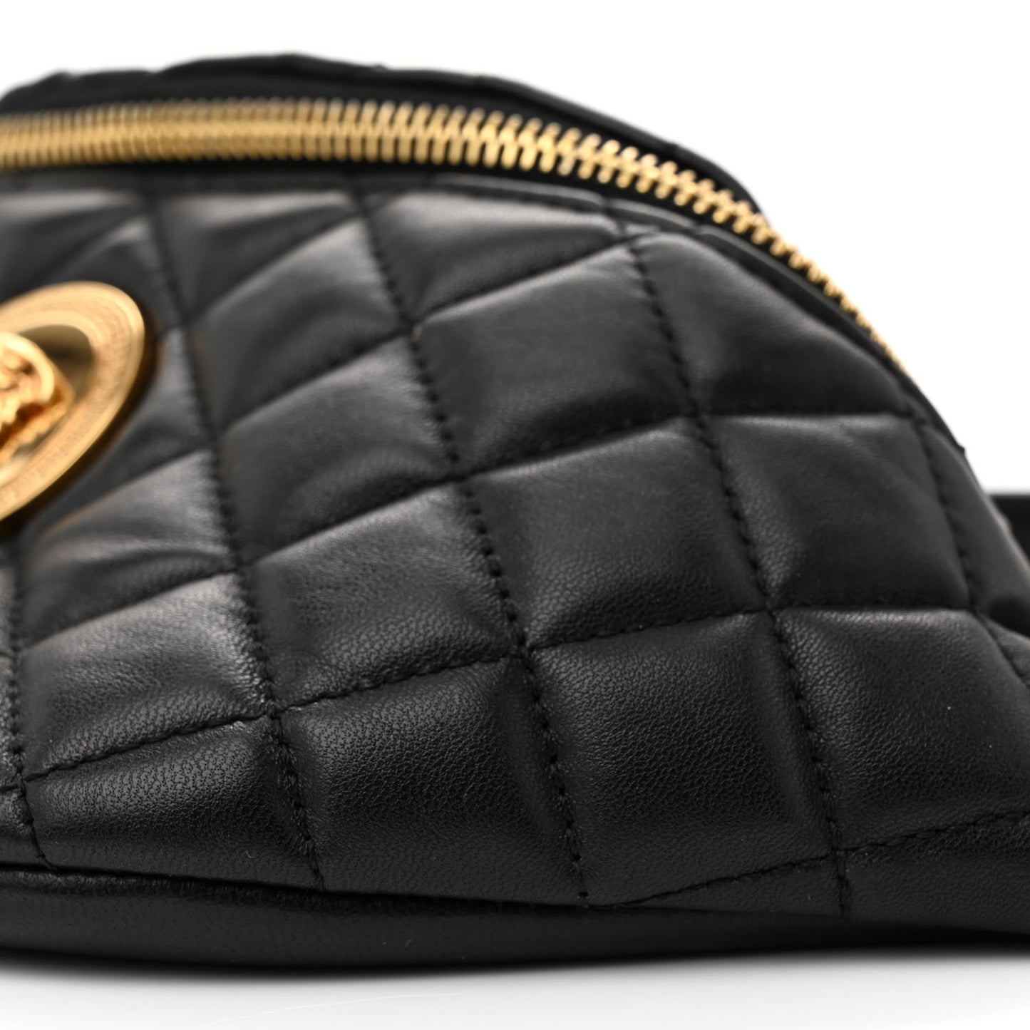 Nappa Quilted Medusa Belt Bag Black