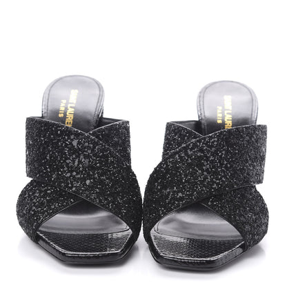 Saint Laurent Glitter LouLou 95 Mules 37.5 Black 2 of 10