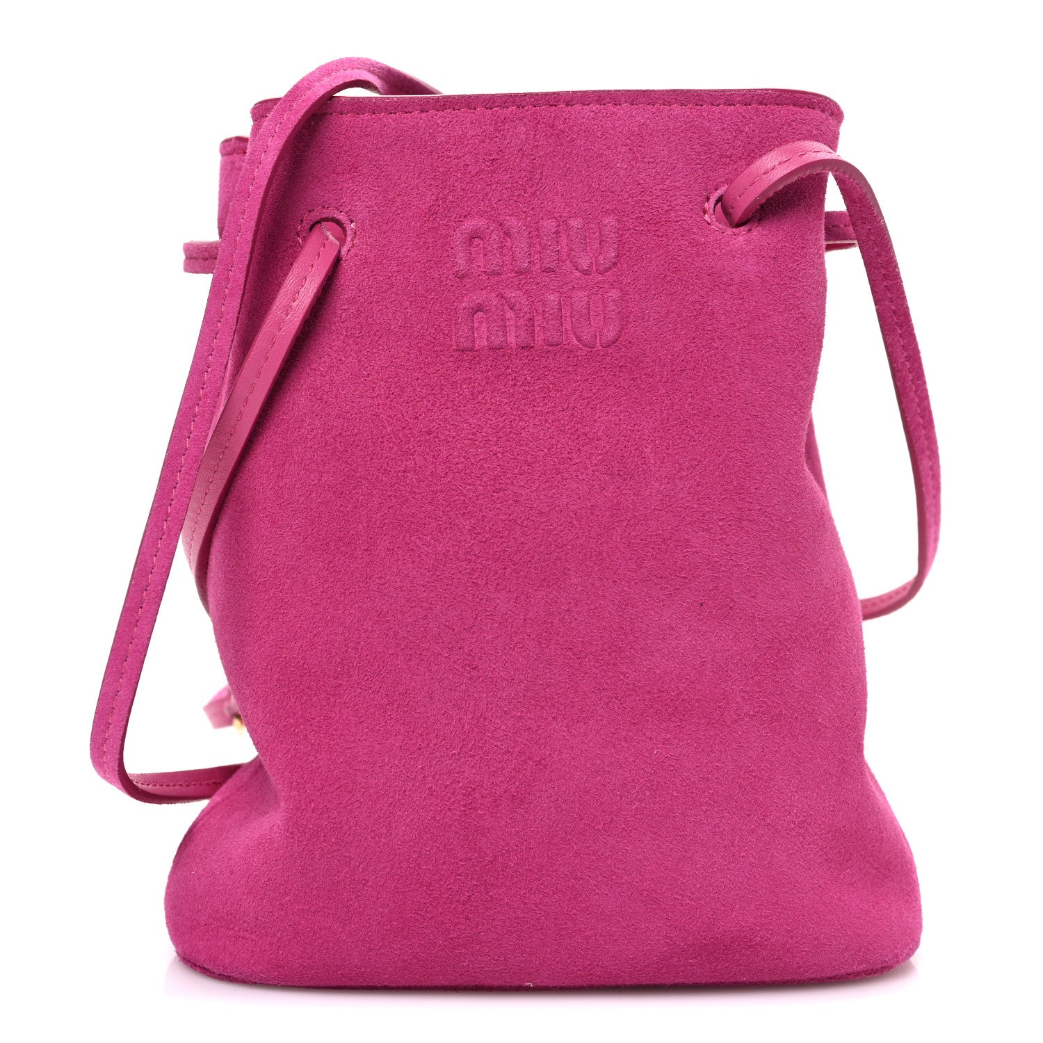 Miu Miu Camoscio Mini Drawstring Bag Fuxia 1 of 10