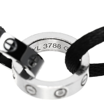 Cartier 18K White Gold Ceramic 4 Diamond LOVE Cord Bracelet Black 5 of 6