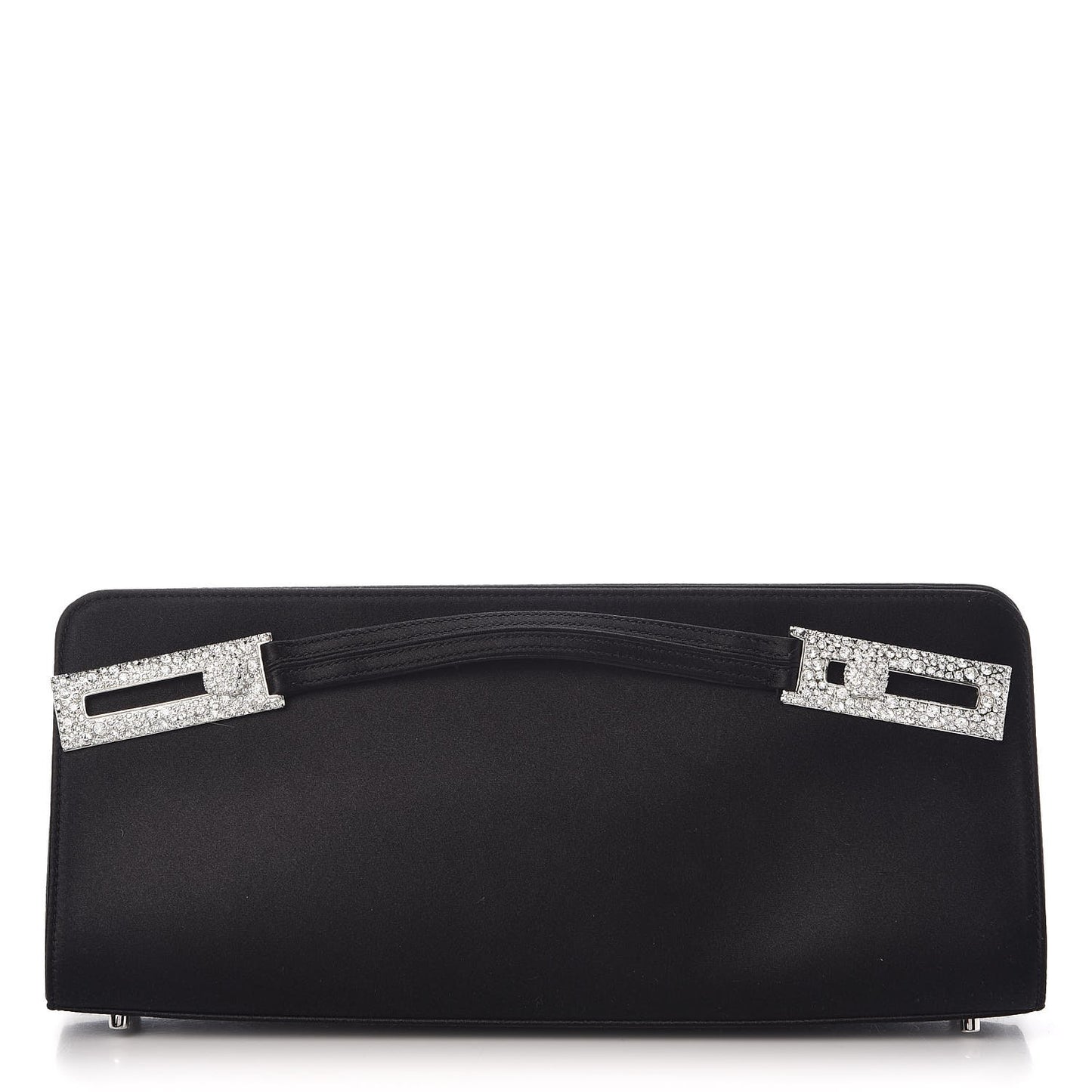 Satin Jeweled Evening Bag Black