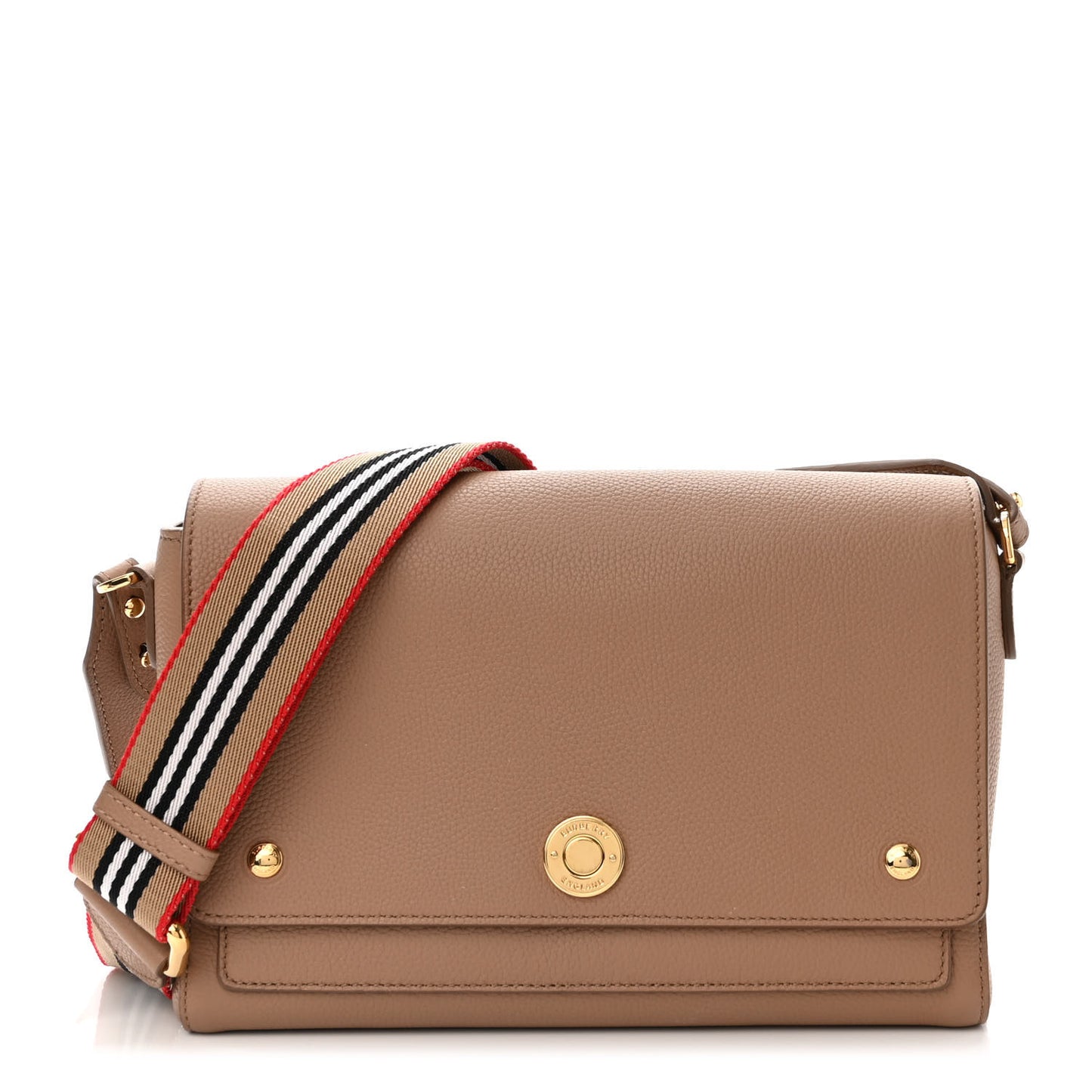 Grainy Calfskin Note Crossbody Bag Beige