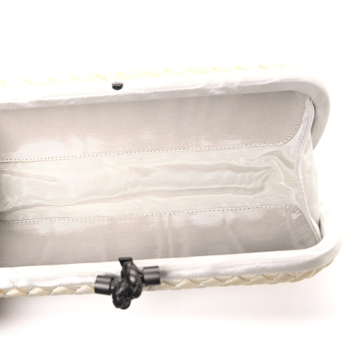 Silk Faille Intrecciato Knot Clutch Mist