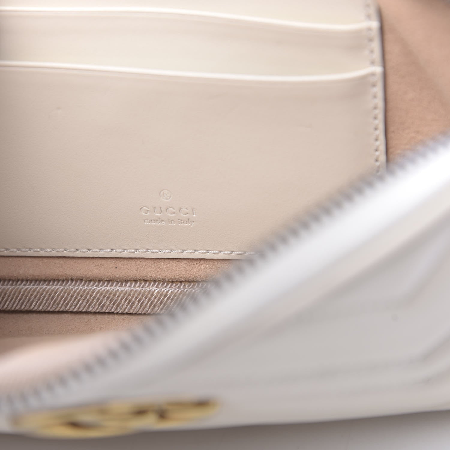 Gucci Calfskin Matelasse Mini GG Marmont Chain Crossbody Bag White 6 of 13