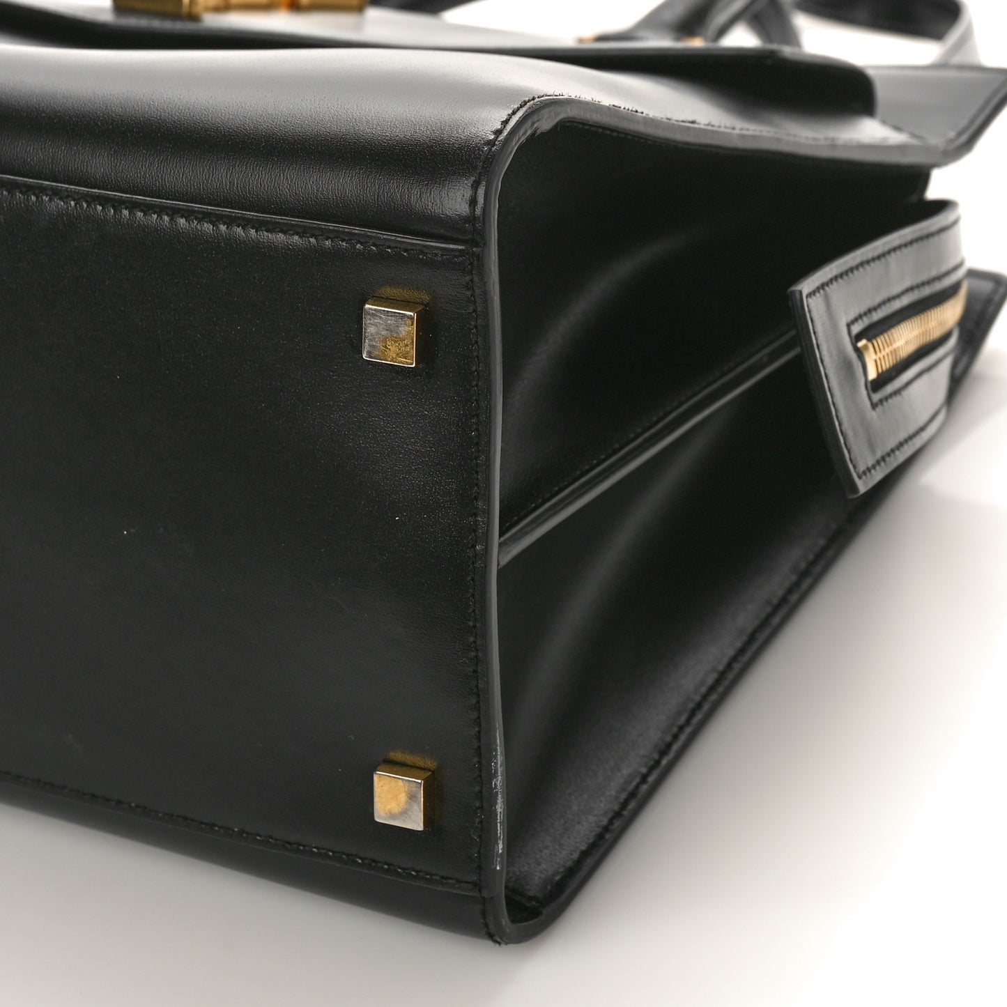 Shiny Calfskin Medium Uptown Tote Black