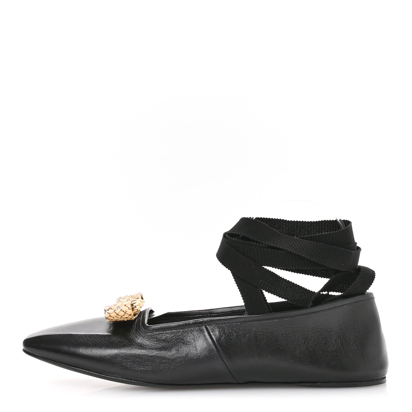 Malaga Kid Snakeskin Interlocking G Ballet Flats 39 Black
