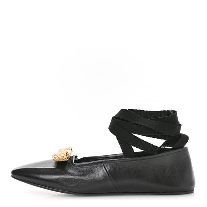 Gucci Malaga Kid Snakeskin Interlocking G Ballet Flats 39 Black 1 of 8