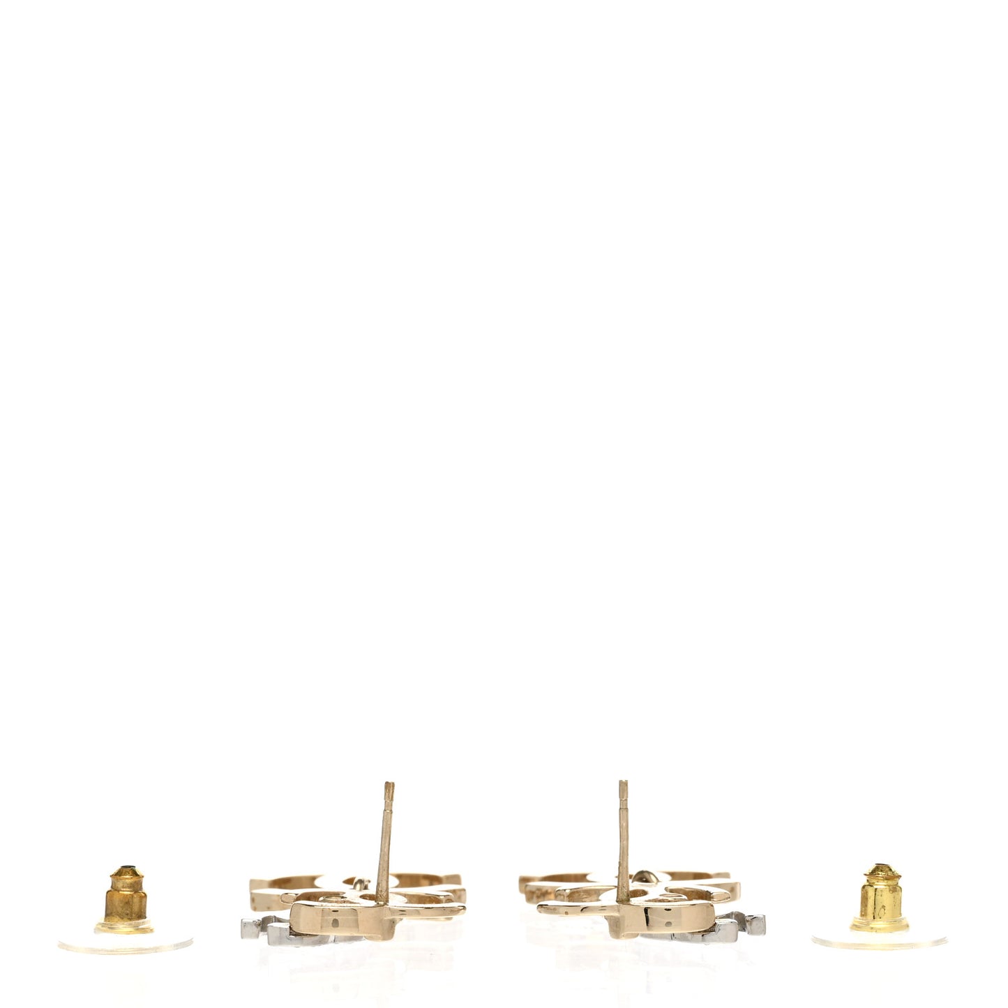 Crystal Pearl Double CC Drop Earrings Gold Silver