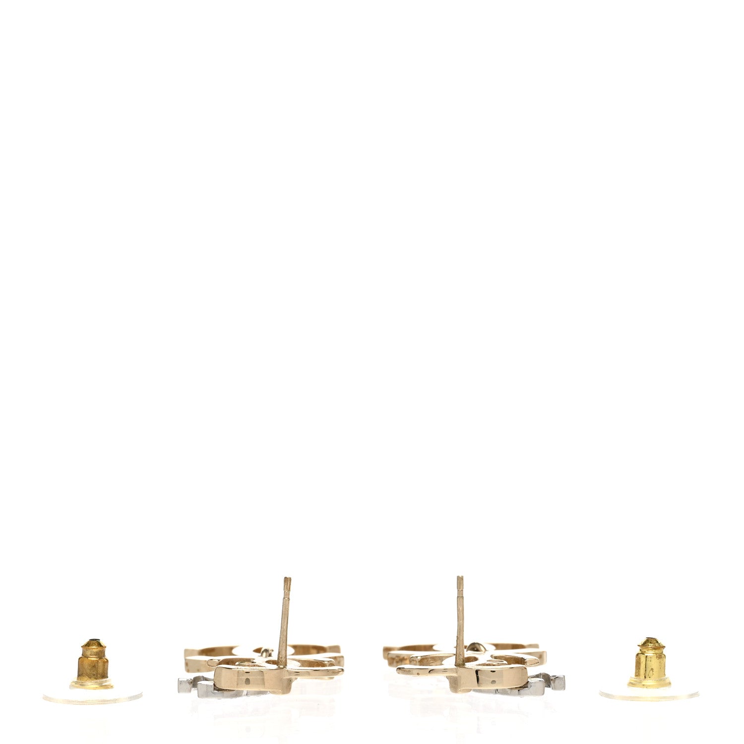 Chanel Crystal Pearl Double CC Drop Earrings Gold Silver 3 of 5