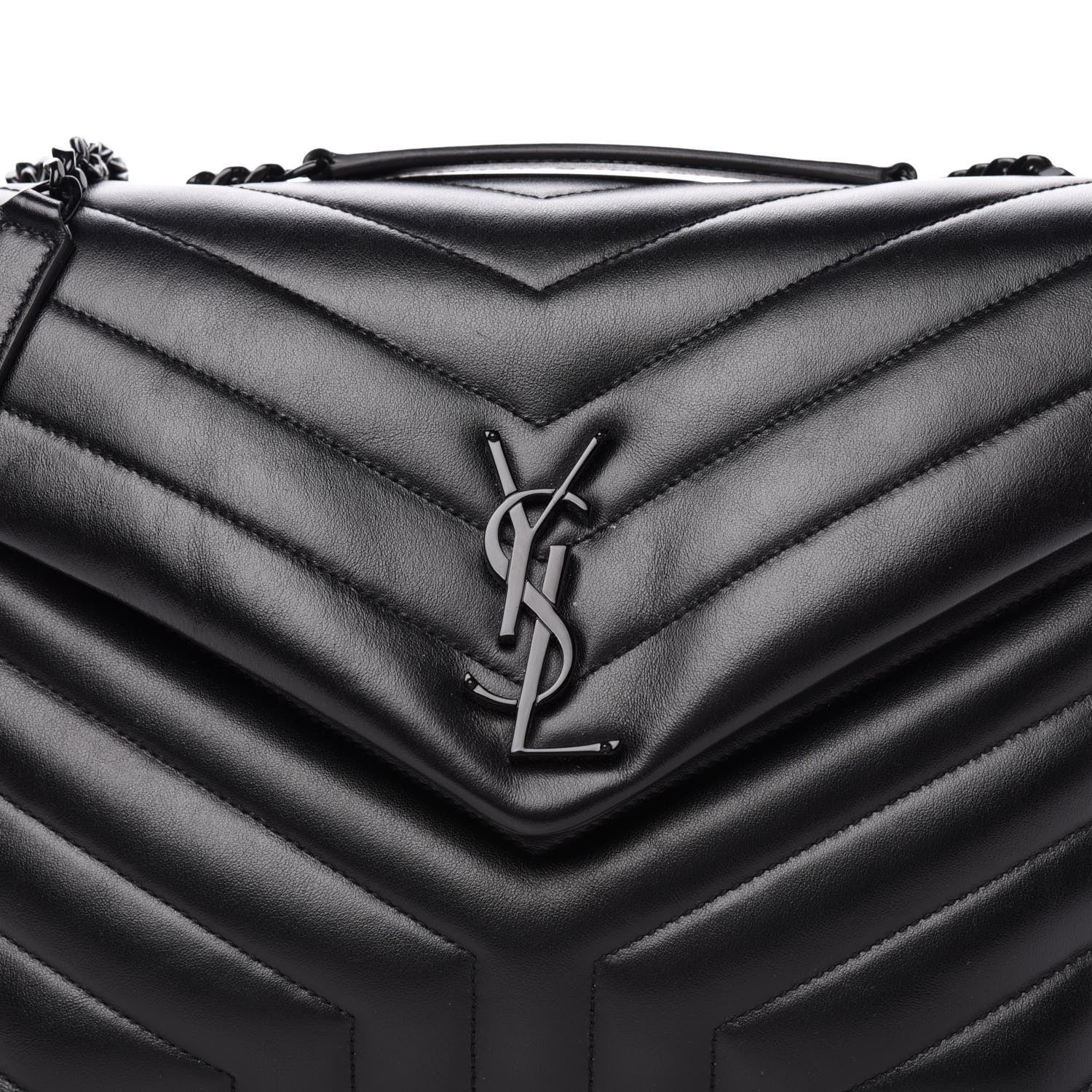 Saint Laurent Calfskin Y Quilted Monogram Medium Loulou Chain Satchel Black 12 of 12