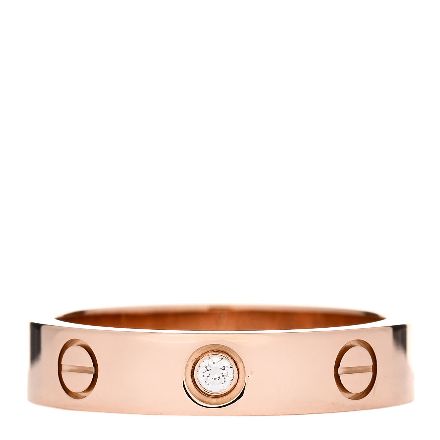 Cartier 18K Pink Gold Diamond 4mm LOVE Wedding Band Ring 51 5.75 1 of 4