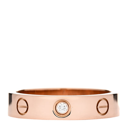 Cartier 18K Pink Gold Diamond 4mm LOVE Wedding Band Ring 51 5.75 1 of 4