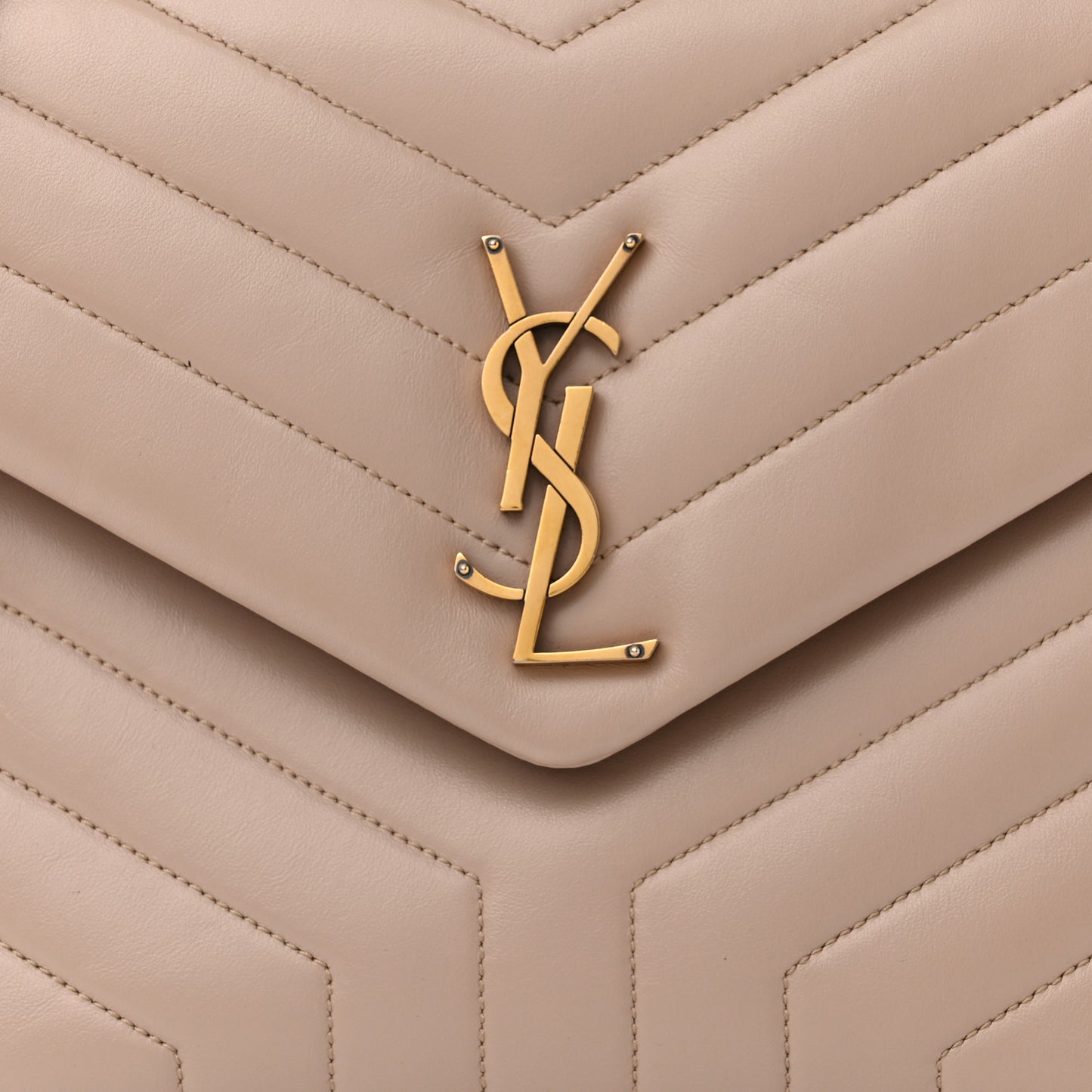 Calfskin Y Quilted Monogram Medium Loulou Chain Satchel Light Natural
