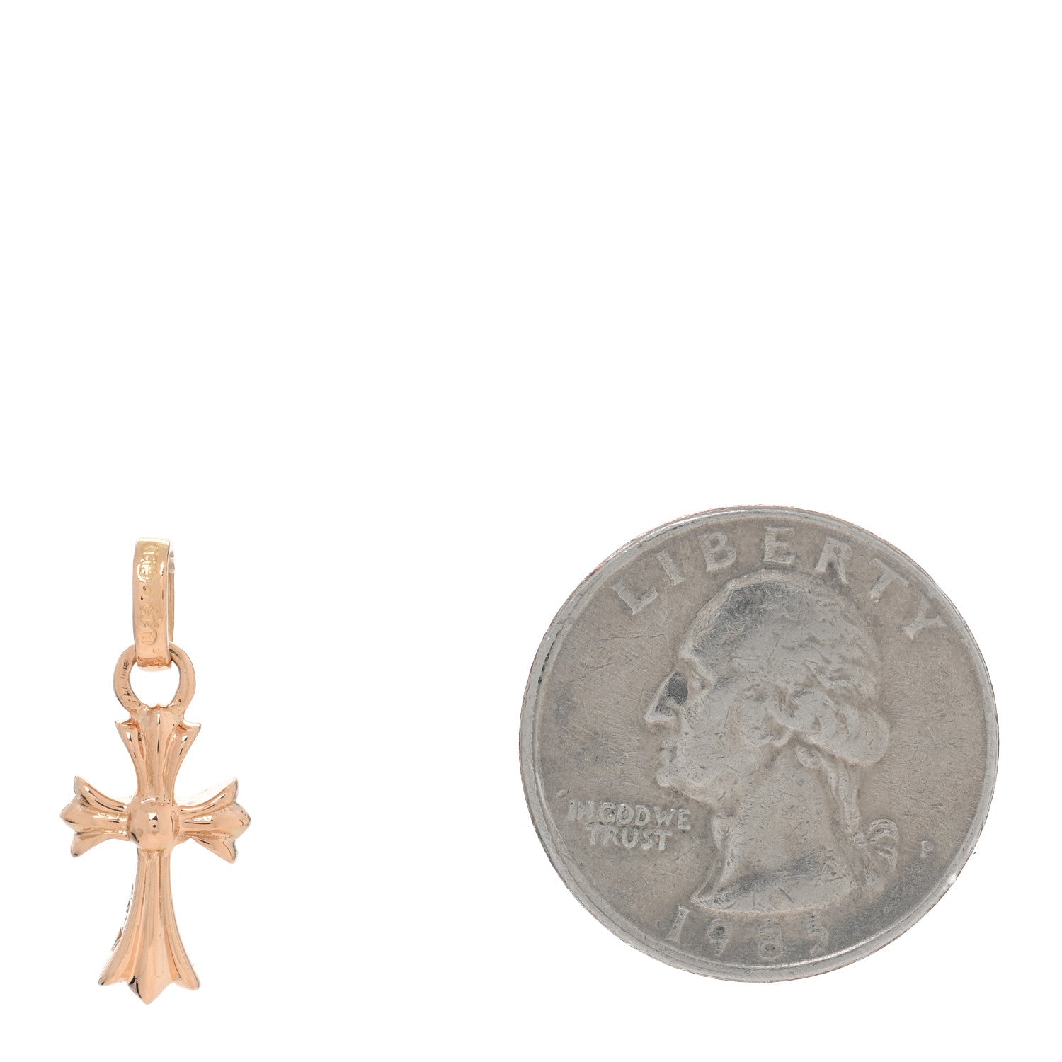 Chrome Hearts 22K Yellow Gold Diamond Baby Fat Cross Pave Pendant