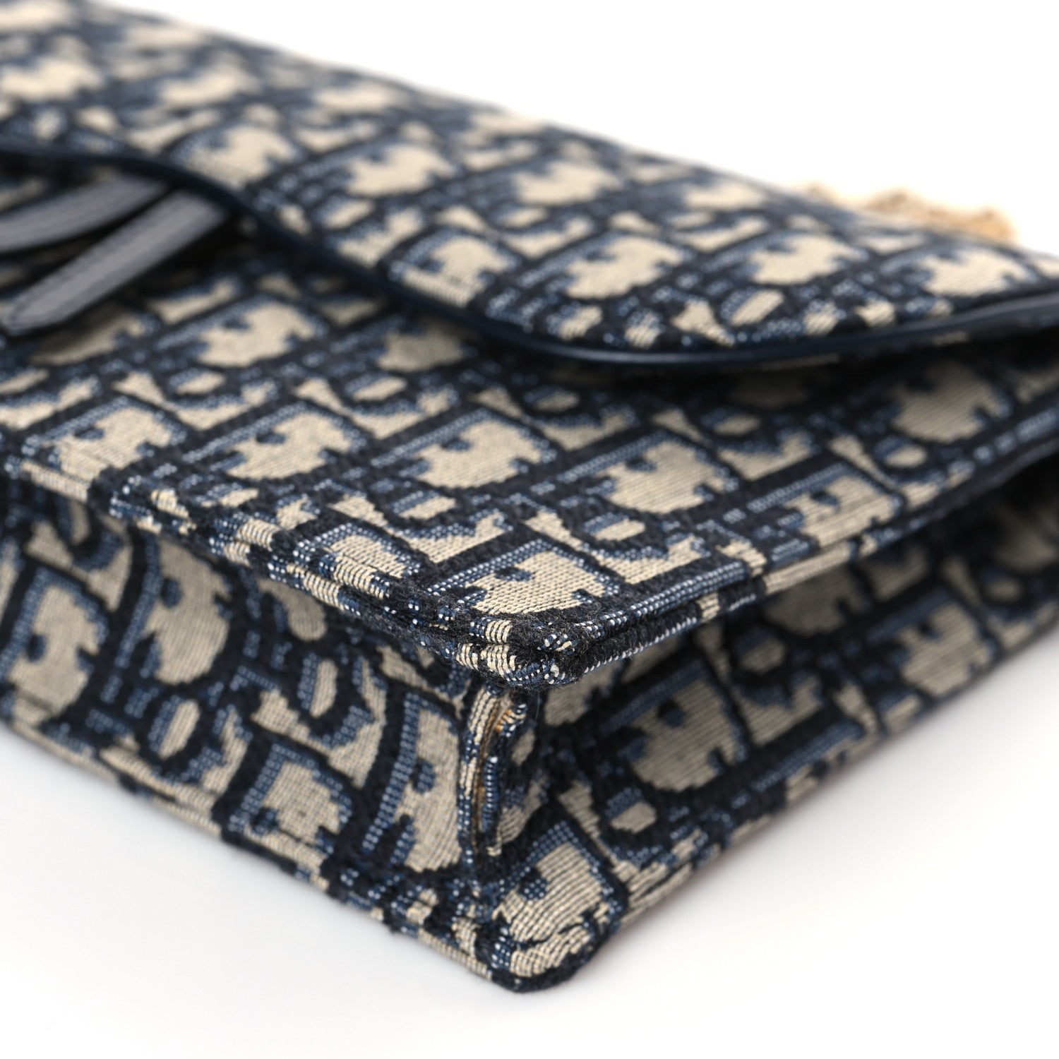 Christian Dior Oblique Saddle Chain Pouch Blue 8 of 8