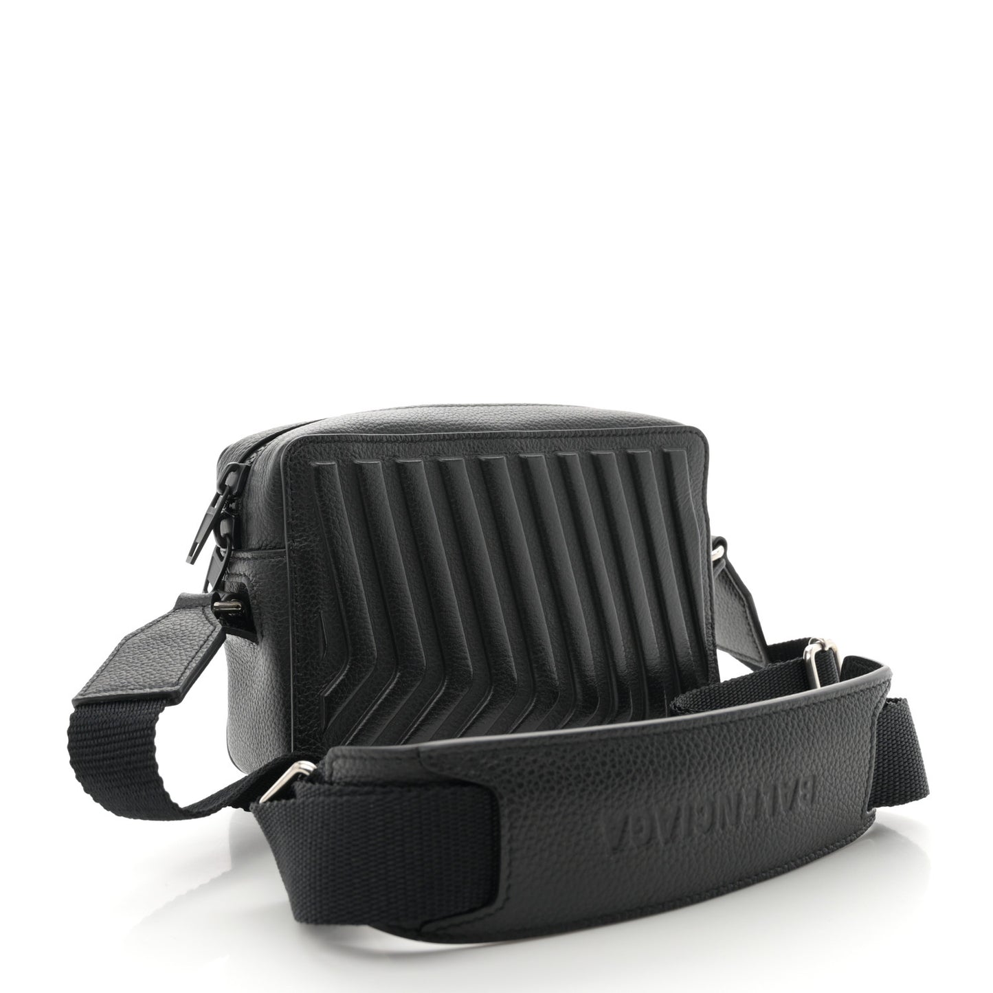 Grained Calfskin Embossed Car Camera Bag Black