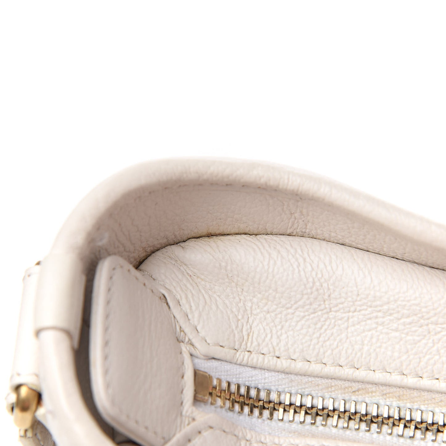 Patent Goatskin Quilted Small Gabrielle Hobo White