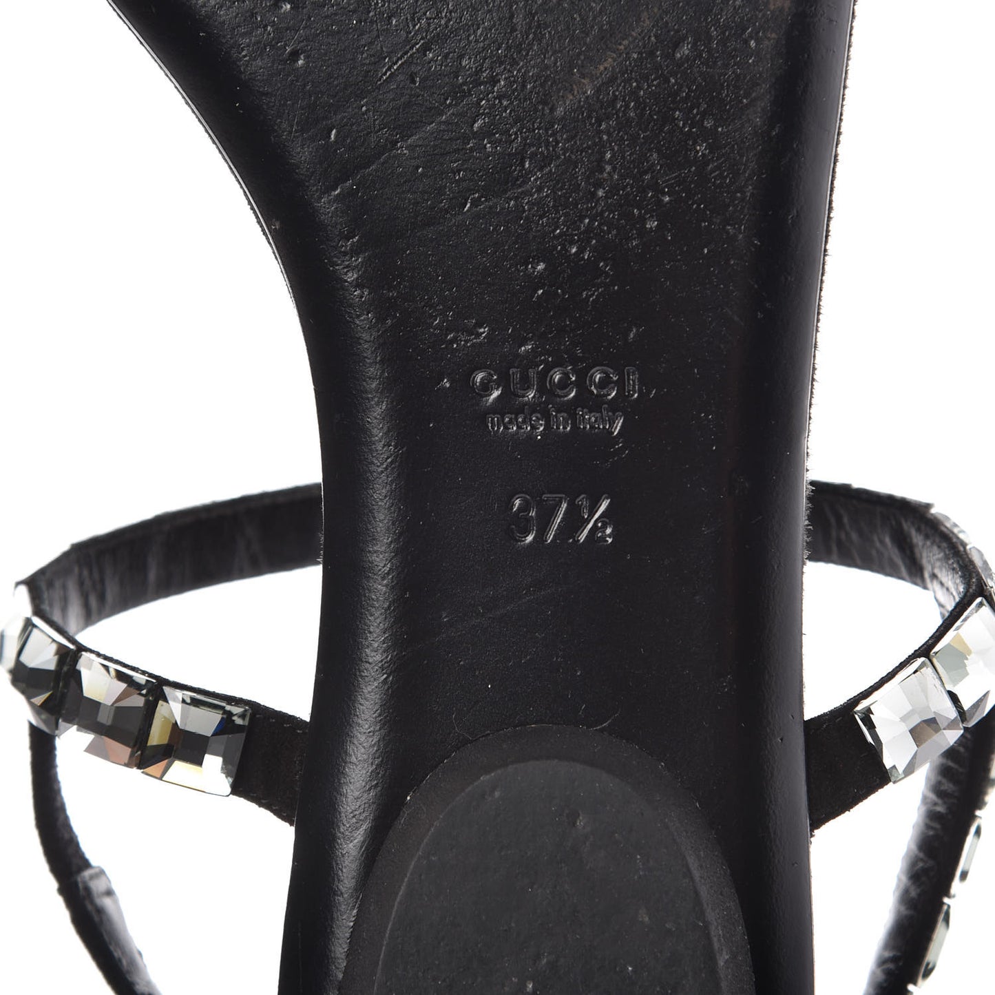 Suede Crystal Mallory Thong Sandals 37.5 Black