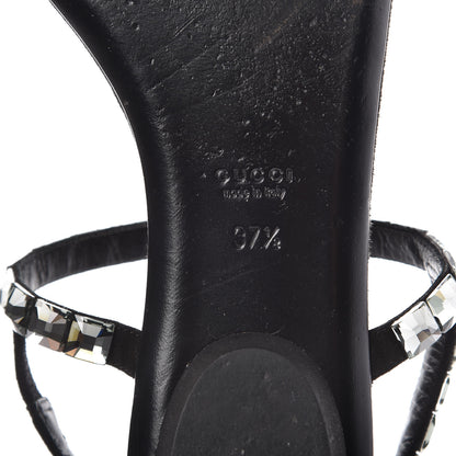 Gucci Suede Crystal Mallory Thong Sandals 37.5 Black 7 of 9