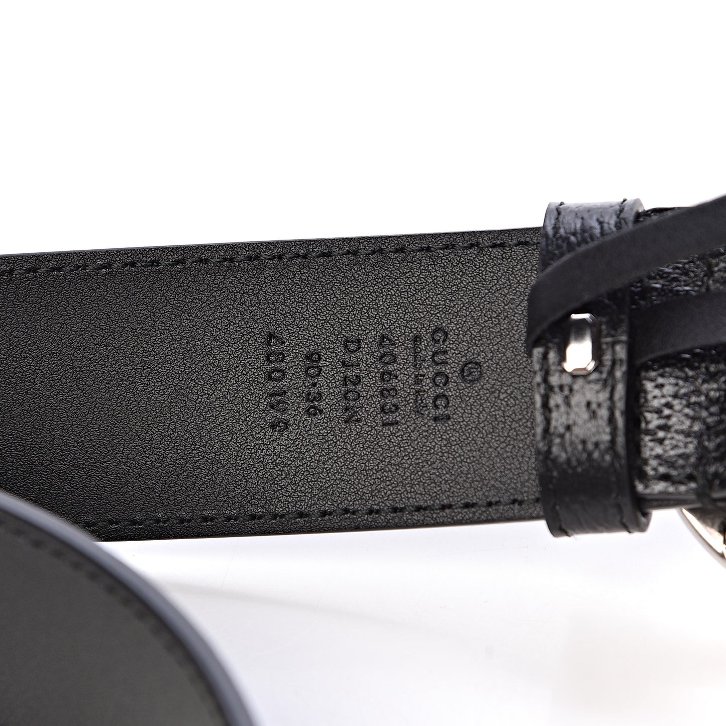 Textured Dollar Calfskin Nickel Double G 40mm Belt 90 36 Black