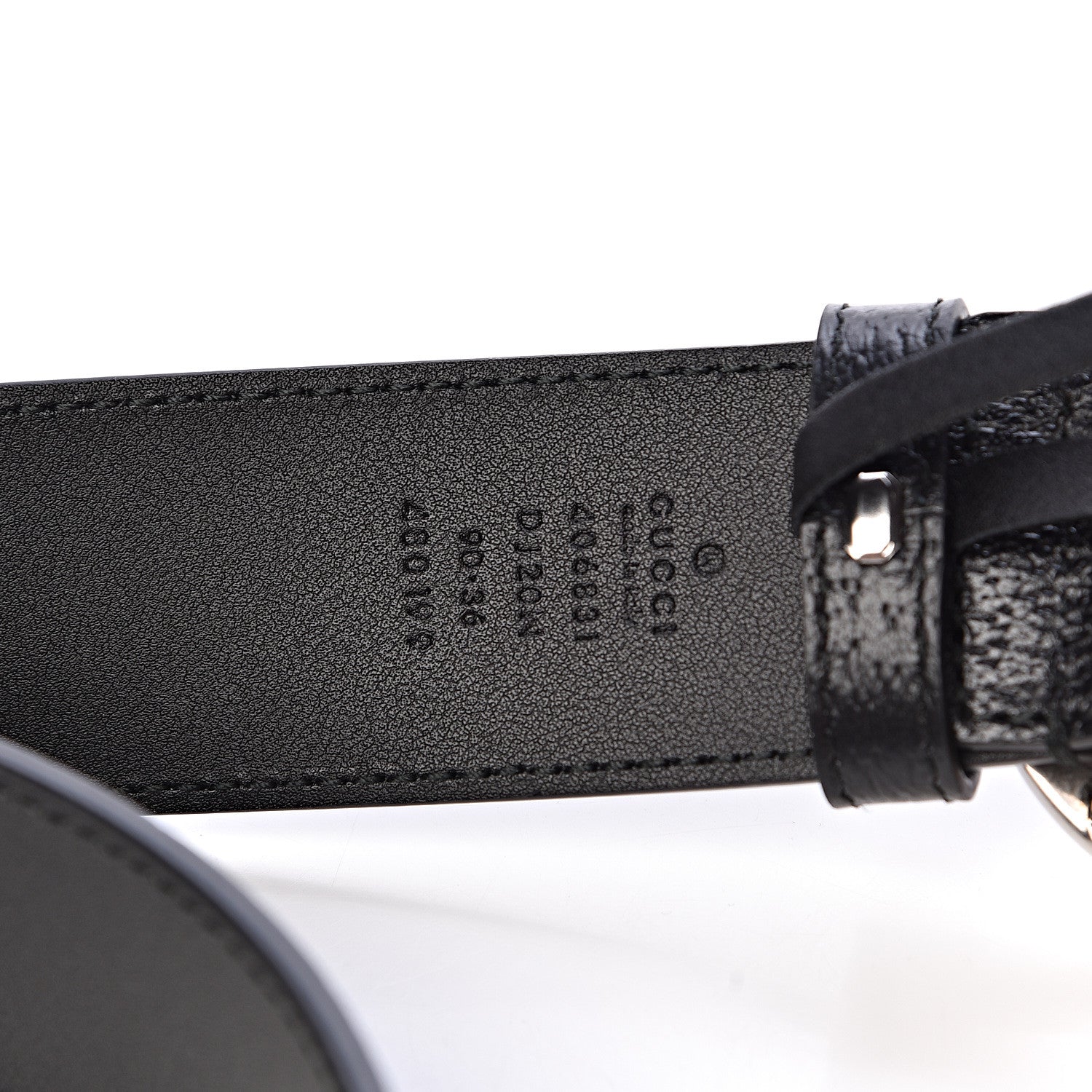 Gucci Textured Dollar Calfskin Nickel Double G 40mm Belt 90 36 Black 6 of 6