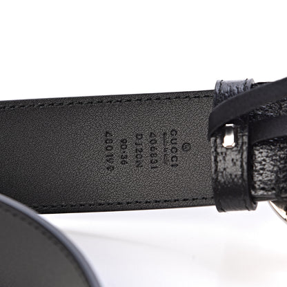 Gucci Textured Dollar Calfskin Nickel Double G 40mm Belt 90 36 Black 6 of 6