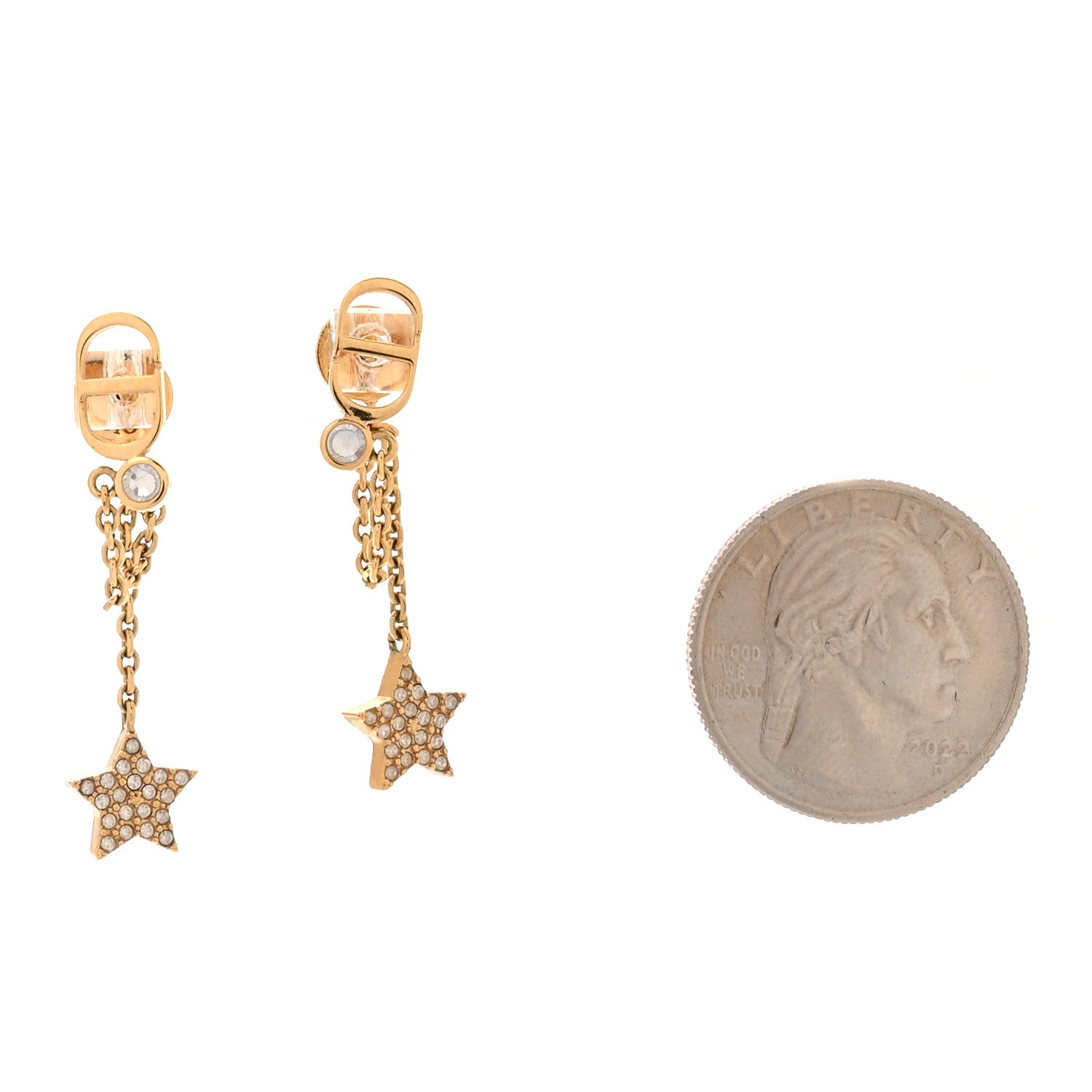 Christian Dior Crystal Star CD J'Adior Dangle Earrings Gold 2 of 4