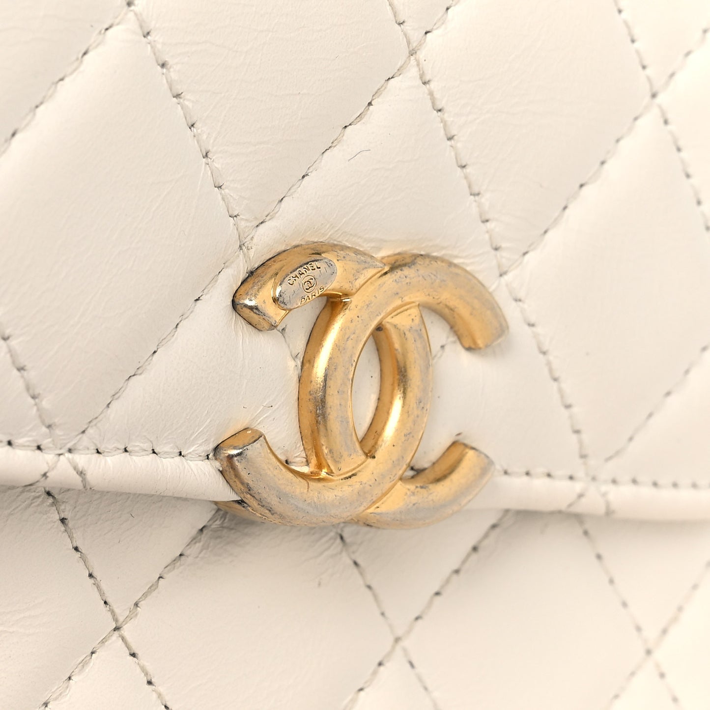 Calfskin Quilted Perfect Fit Coin Purse With Chain White
