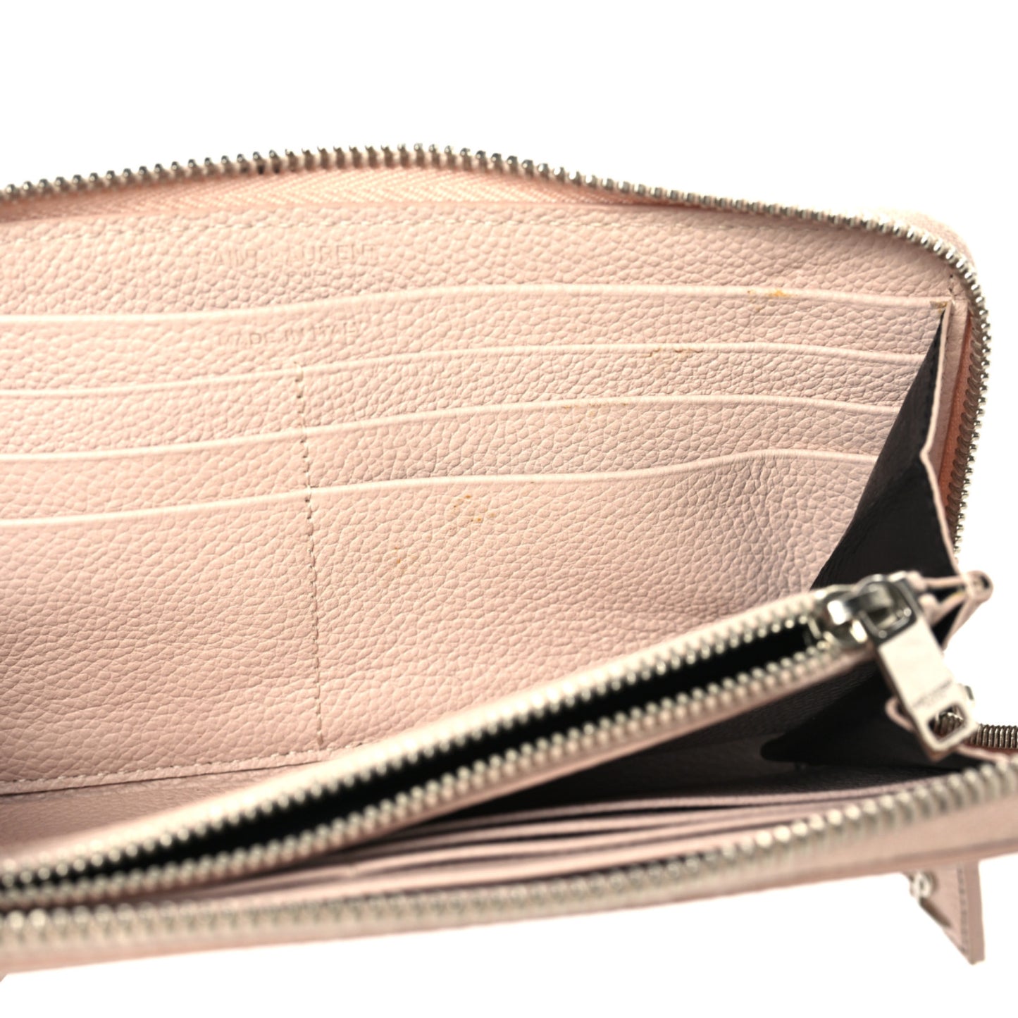 Grained Calfskin Rive Gauche Zip Around Wallet Pink