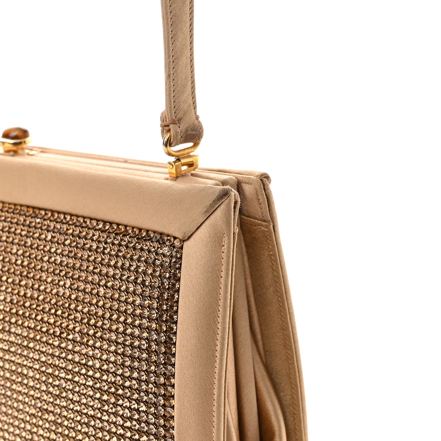 Crystal Satin Clutch Gold