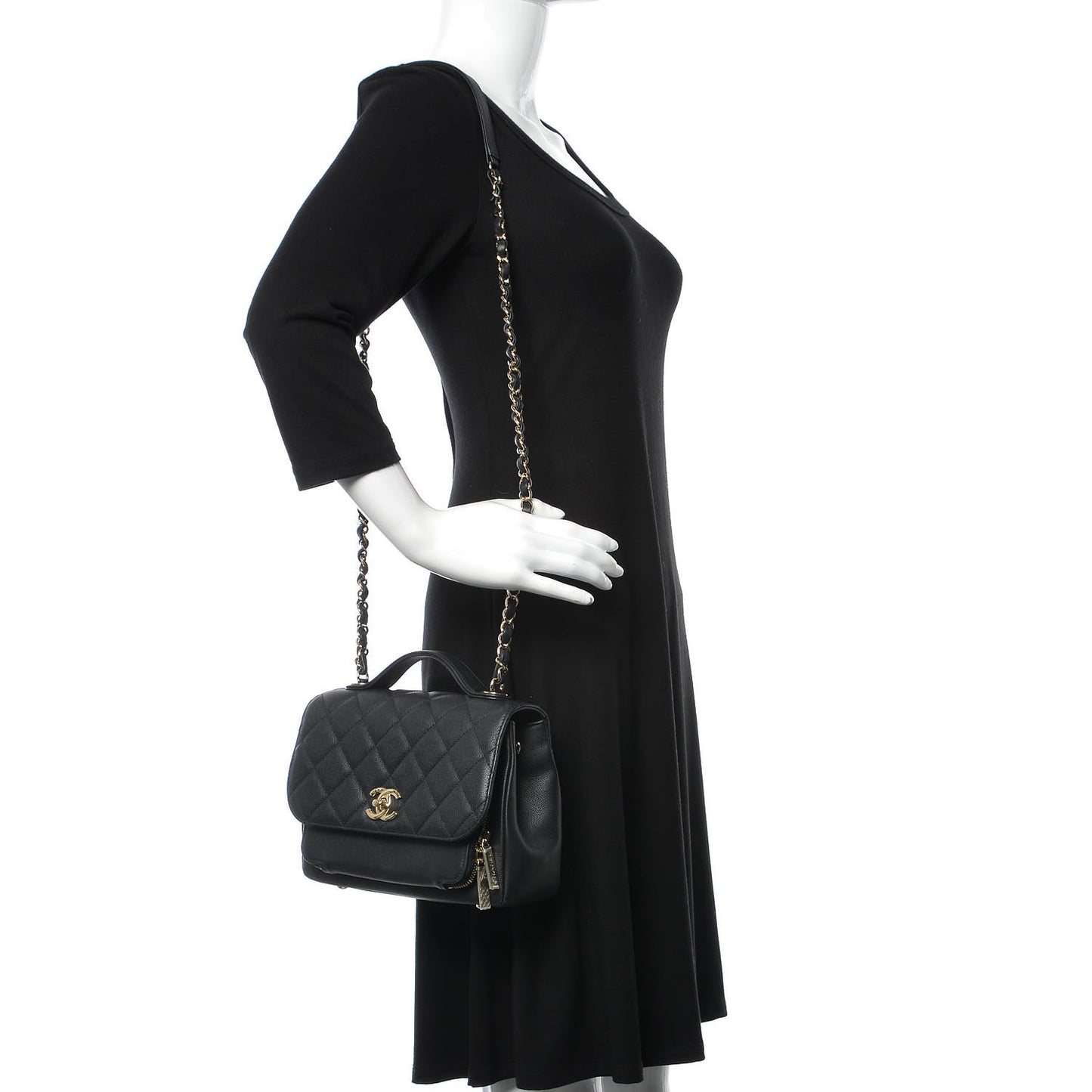 Caviar Quilted Medium Business Affinity Flap Black