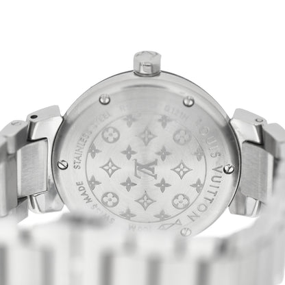 Louis Vuitton Stainless Steel Diamond Mother of Pearl 28mm Tambour Lovely Quartz Watch 4 of 5