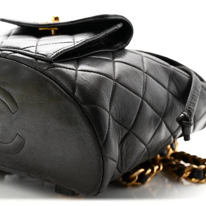 Chanel Lambskin Quilted Drawstring Backpack Black 11 of 12