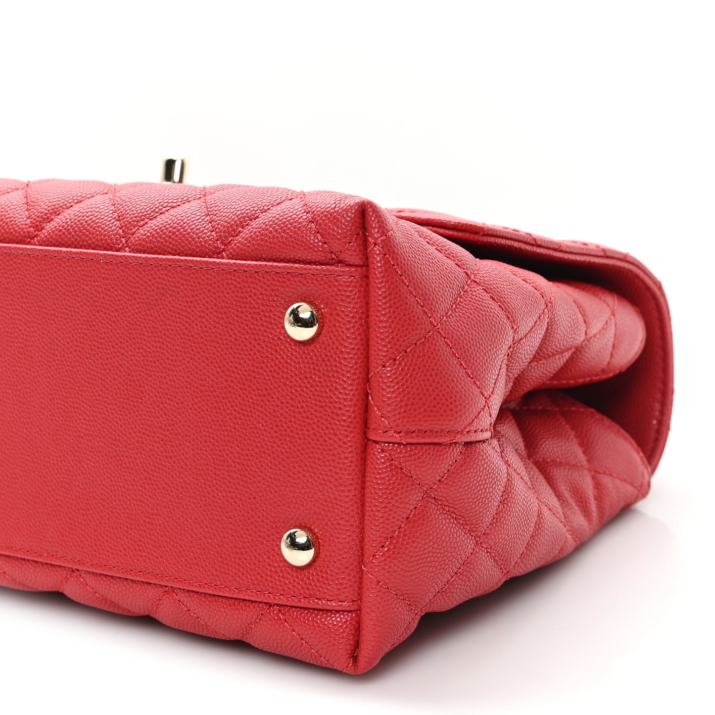Caviar Quilted Lizard Embossed Small Coco Handle Flap Red