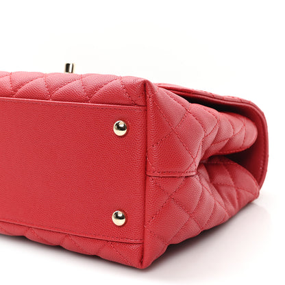 Chanel Caviar Quilted Lizard Embossed Small Coco Handle Flap Red 9 of 10