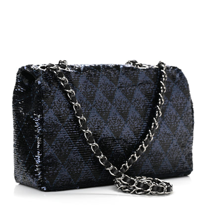 Chanel Sequin Quilted Medium Single Flap Blue 3 of 10