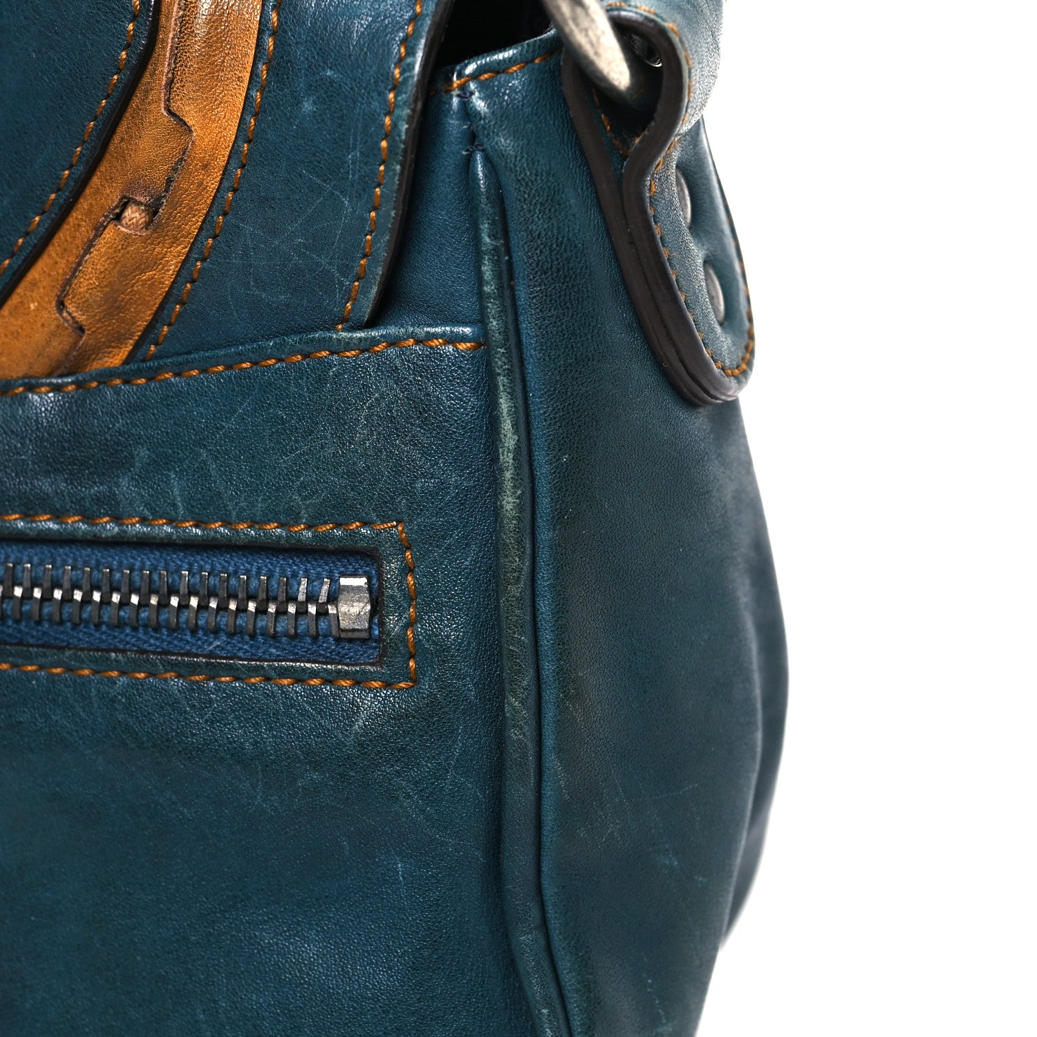 Christian Dior Calfskin Mini Gaucho Crossbody Bag Blue 13 of 14