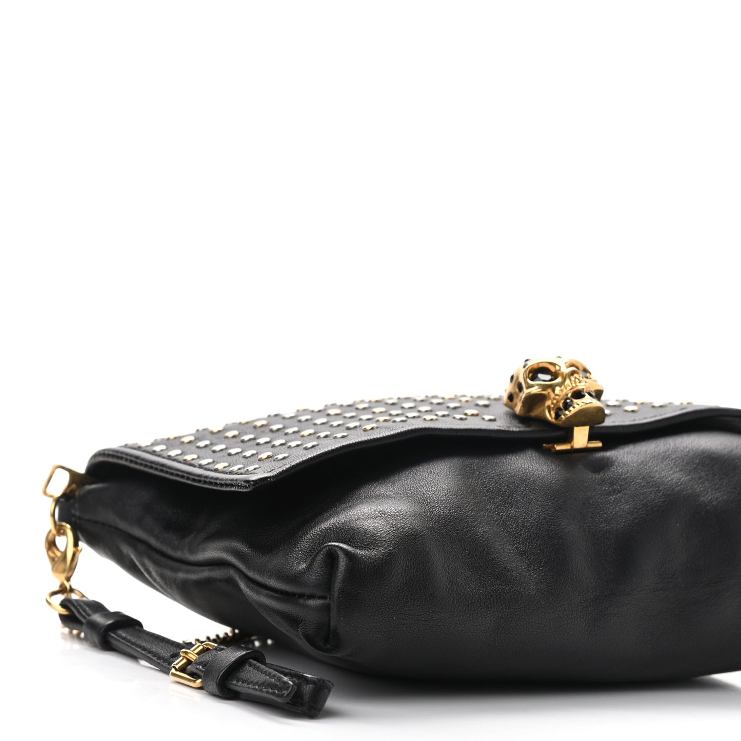 Calfskin Studded Skull Bag Black