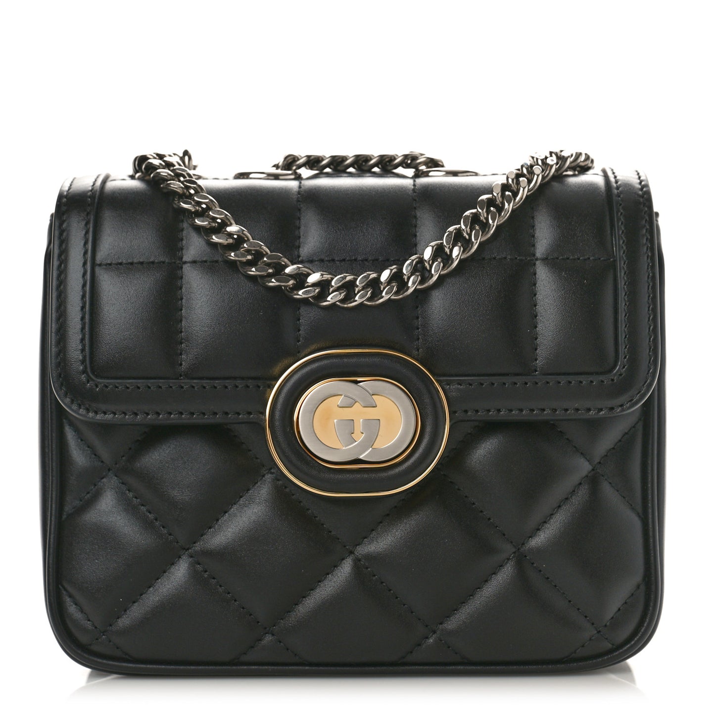 Calfskin Quilted Mini Deco Shoulder Bag Black