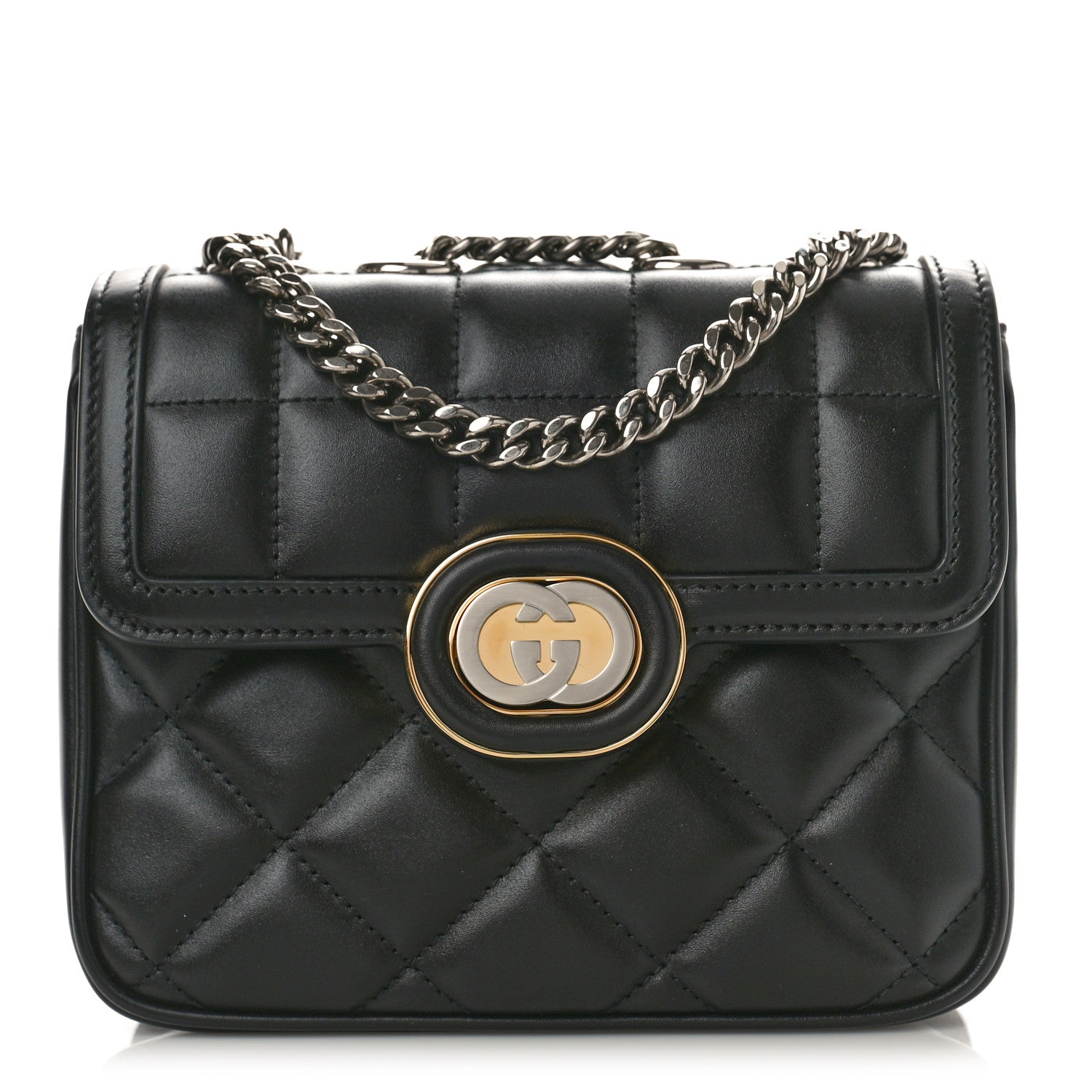 Gucci Calfskin Quilted Mini Deco Shoulder Bag Black 1 of 8