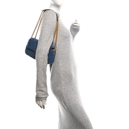 Fendi Shearling Lambskin FF Midi Chain Baguette Mirto 2 of 10