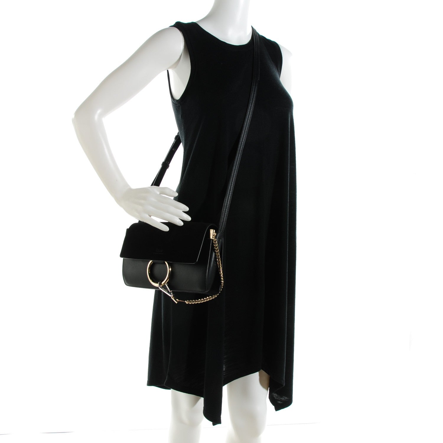 Chloe Suede Calfskin Small Faye Shoulder Bag Black 2 of 8
