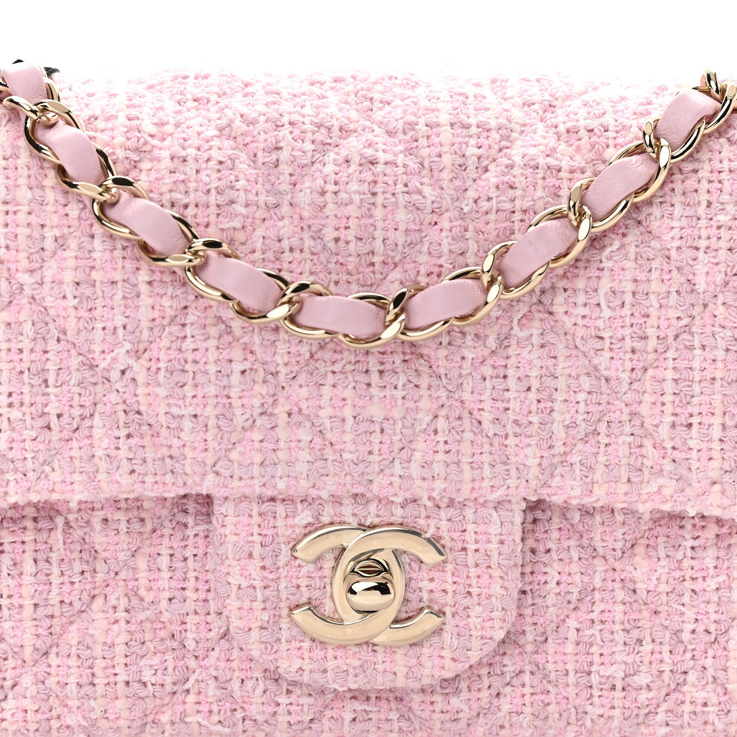 Chanel Tweed Quilted Mini Rectangular Flap Pink 8 of 11