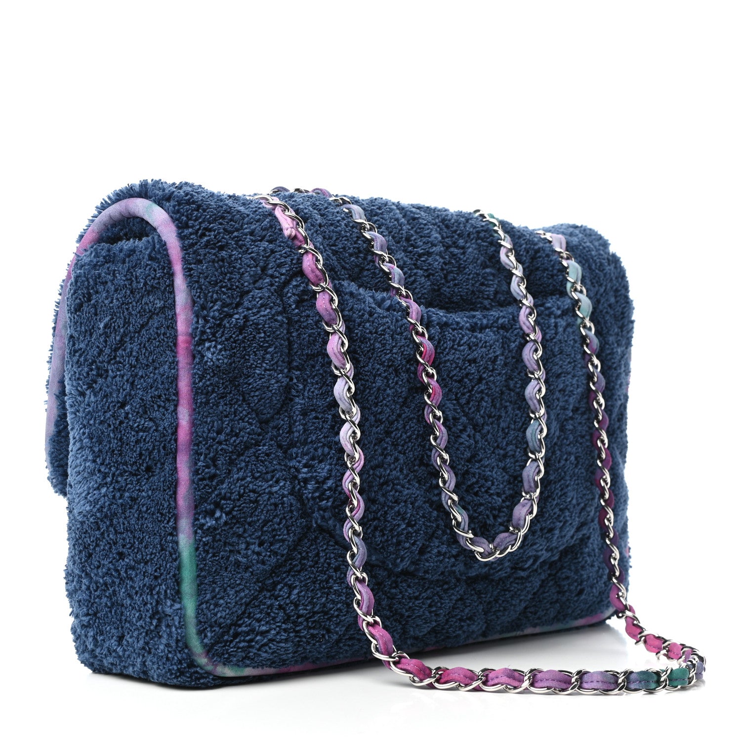 Chanel Mixed Fibers Quilted Large Flap Bag Navy Blue 3 of 10