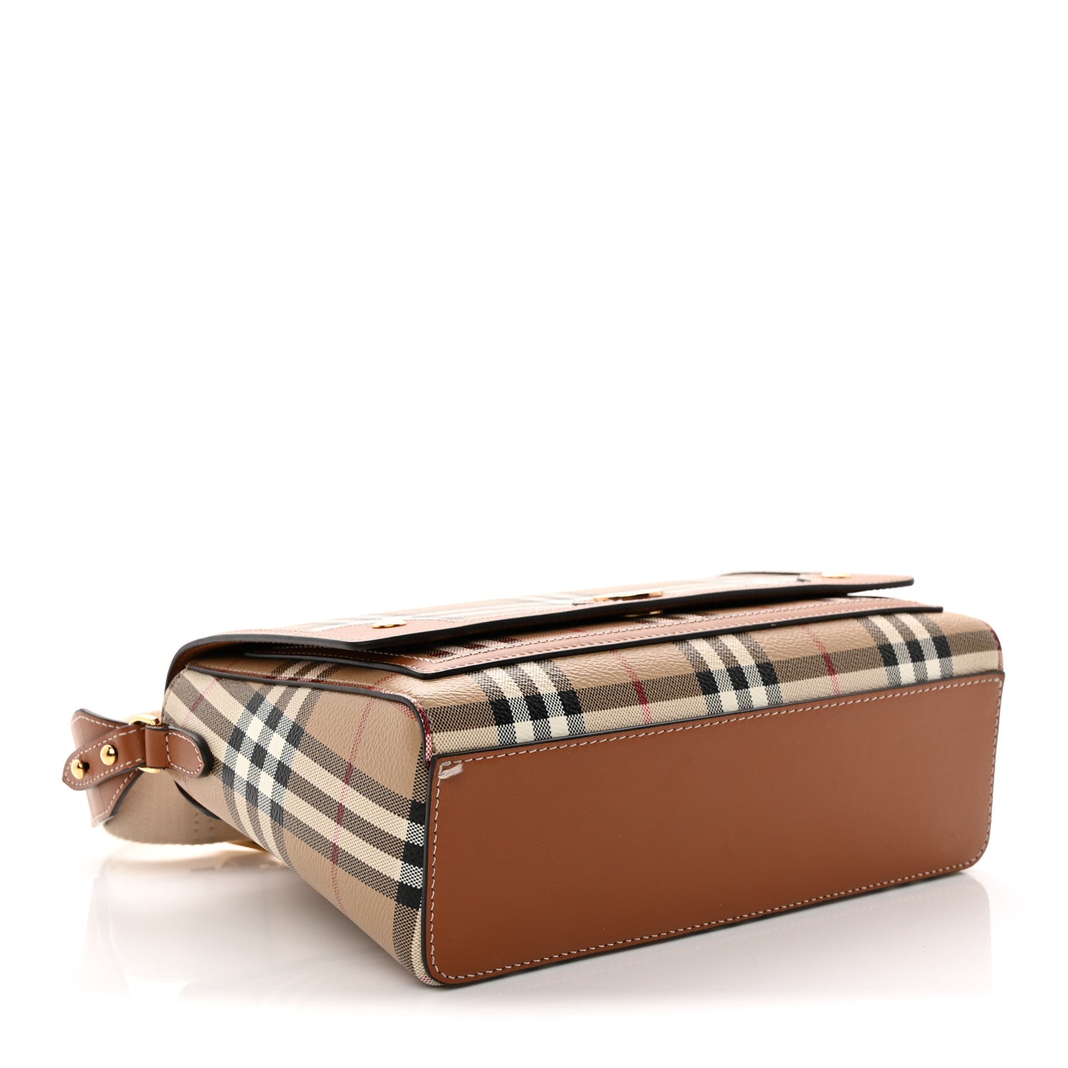 Burberry Coated Canvas Calfskin Vintage Check Medium Note Crossbody Bag Briar Brown 4 of 11
