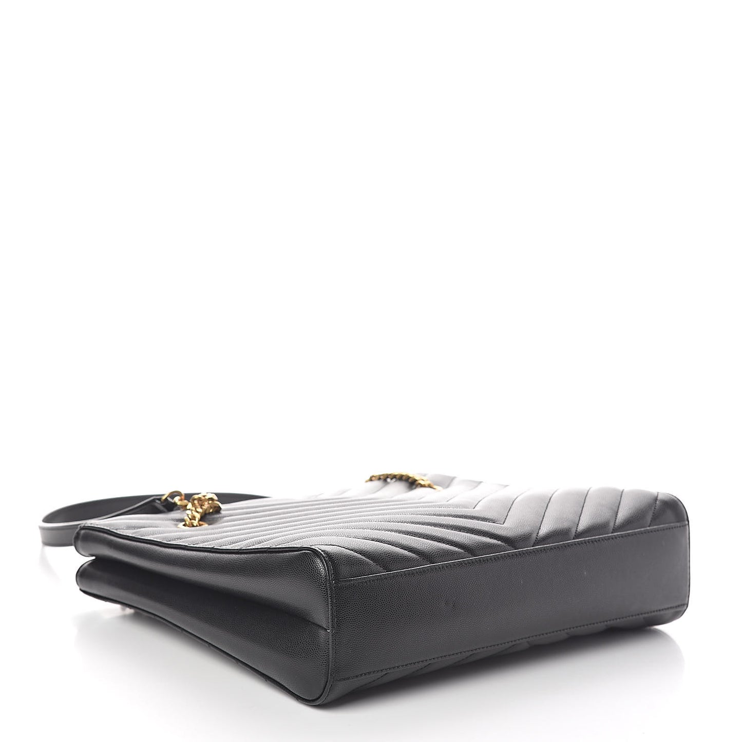 Grain De Poudre Matelasse Chevron Medium Tribeca Shopping Bag Black