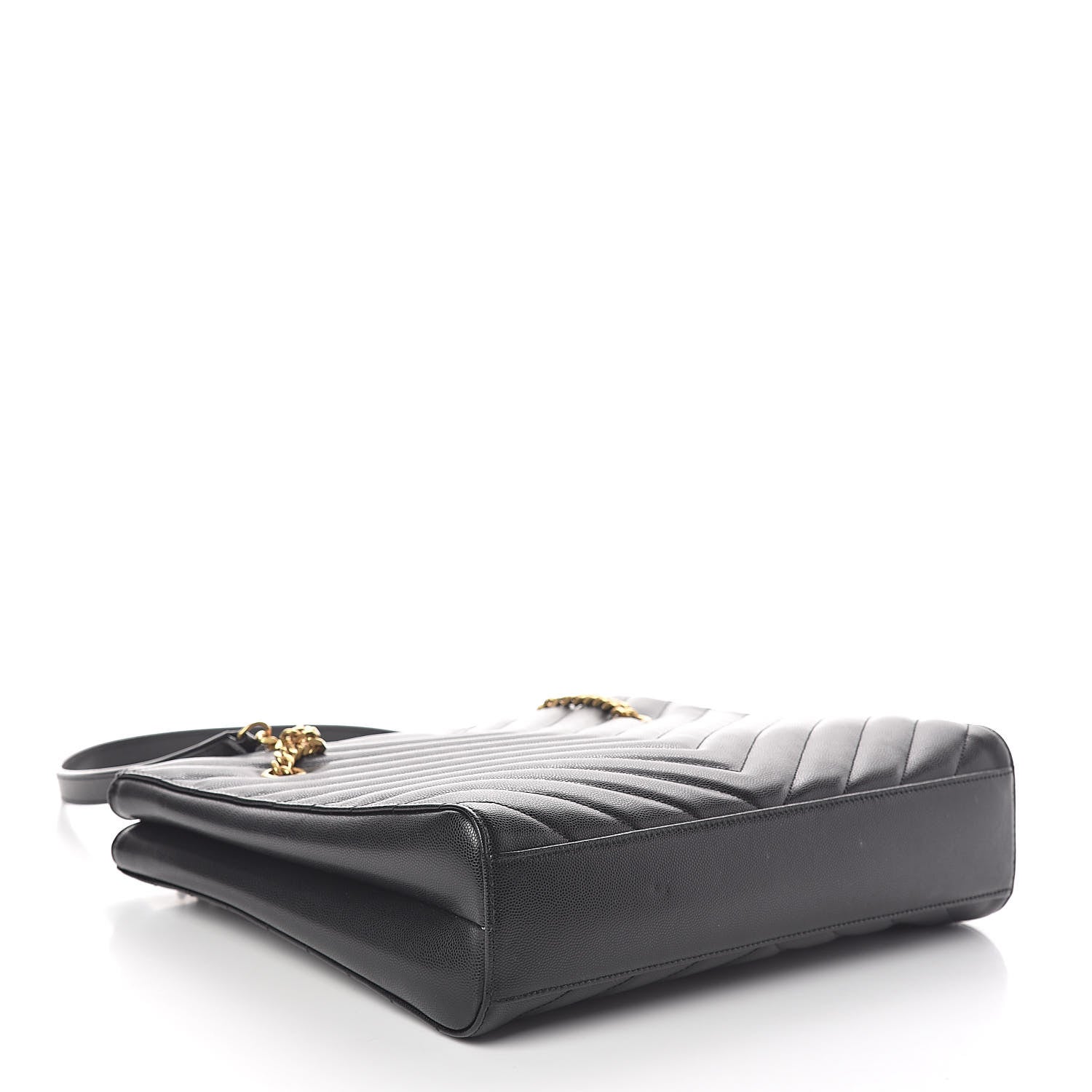 Saint Laurent Grain De Poudre Matelasse Chevron Medium Tribeca Shopping Bag Black 4 of 10