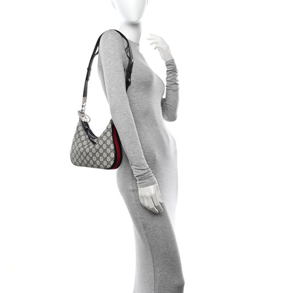 Gucci GG Supreme Monogram Textured Calfskin Web Small Attache Shoulder Bag Beige Blue 2 of 9