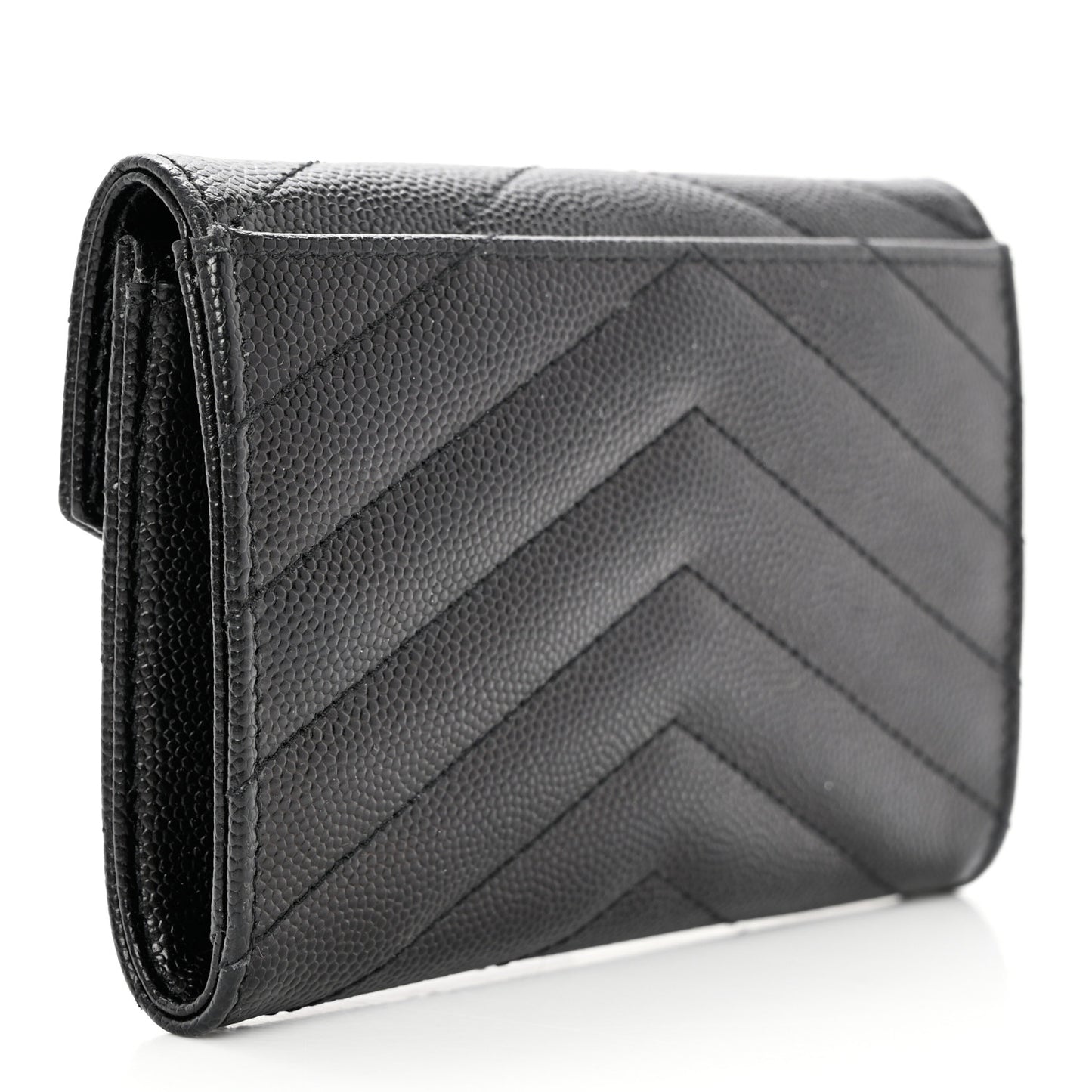 Grain De Poudre Matelasse Chevron Small Monogram Envelope Wallet Black