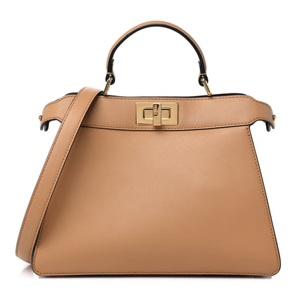 Fendi Vitello Seta Nappa Bi-Color Small Peekaboo I SEE U Satchel Miele Scuro Light Rose Ghianda 1 of 10